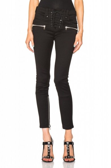 UNRAVEL LACE UP SKINNY PANTS in black. Fashion | trousers | casual - flipped