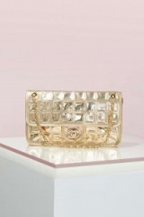 Vintage Chanel Ice Cube Gold Leather Bag. Gold bags – designer accessories – 90s chic handbags – 1990s fashion – chain strap flap bag