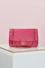 Vintage Chanel 2.55 Quilted Pink Leather Bag. 90s accessories – 1990s designer bags – chic handbags – retro shoulder bags – chain strap flap bag