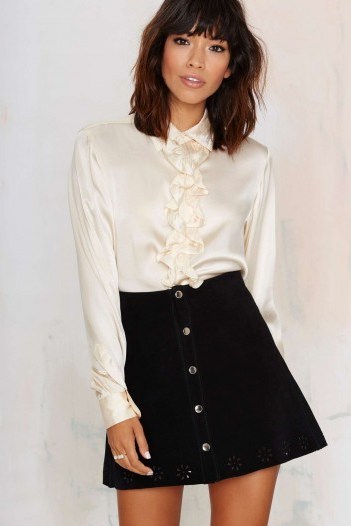 Vintage Yves Saint Laurent Awaken Blouse. Cream ruffled blouses – 1960s chic – 60s clothing – designer fashion – retro silk shirts - flipped