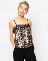 ASOS Sequin Animal Cami Top. Leopard print tops – camisoles – embellished camisole