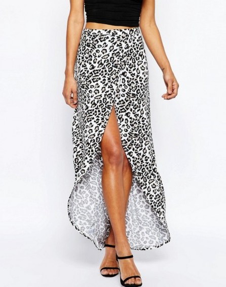 ASOS Wrap Maxi Skirt in Animal Print. Leopard prints – long summer skirts – printed holiday fashion - flipped