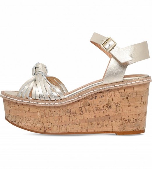CARVELA Katrina leather wedge sandals in gold. Summer wedges | holiday shoes - flipped