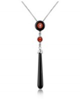 DEL GATTO Diamond and Onyx Drop Pendant Necklace red coral ~ long pendants ~ designer necklaces ~ luxury accessories ~ jewellery