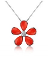 DEL GATTO Diamond Gemstone Flower 18K Gold Pendant Necklace ~ jewellery ~ floral necklaces ~ red pendants ~ diamonds ~ designer accessories