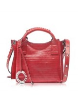 FRANCESCO BIASIA Gardenia Leather Handbag w/Shoulder Strap in Ruby ~ red bags ~ designer handbags ~ luxury accessories