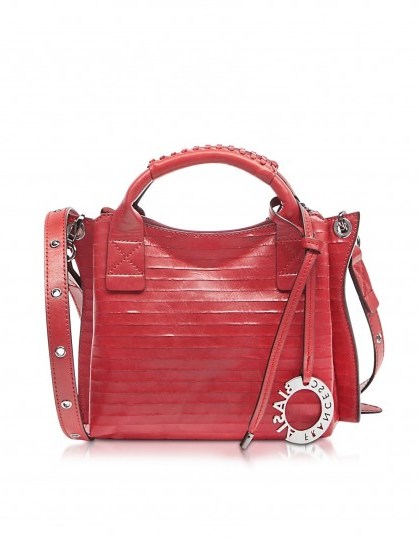 FRANCESCO BIASIA Gardenia Leather Handbag w/Shoulder Strap in Ruby ~ red bags ~ designer handbags ~ luxury accessories - flipped