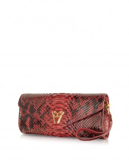GHIBLI Red Python Leather Clutch w/Wristelet ~ small shoulder bags ~ designer bags ~ luxury accessories - flipped