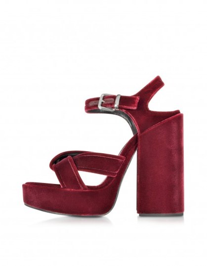 JIL SANDER Bordeaux Velvet Platform Sandal ~ dark red sandals ~ designer platforms ~ summer shoes ~ high heels - flipped
