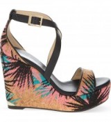 JIMMY CHOO Portia 120 leather wedge sandals. High heels | designer footwear | summer shoes | printed wedges | wedge heel