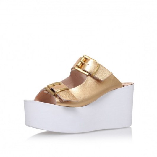 Carvela Kurt Geiger KHRIS gold flatform sandals. Flatforms | summer shoes | wedges | wedge heels p - flipped