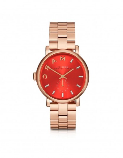 MARC BY MARC JACOBS Baker Bracelet 36MM Red Dial Rose Gold Steel Women’s Watch ~ ladies watches ~ designer time pieces ~ accessories - flipped