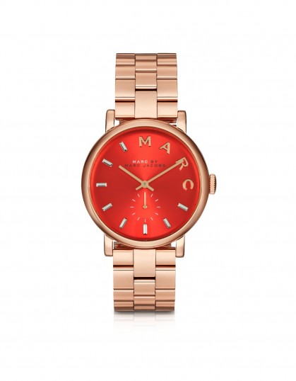 MARC BY MARC JACOBS Baker Bracelet 36MM Red Dial Rose Gold Steel Women’s Watch ~ ladies watches ~ designer time pieces ~ accessories