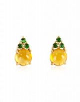 MIA & BEVERLY Citrine Quartz and Green Sapphires 18K Rose Gold Earrings ~ yellow & green stone earrings ~ chic style jewellery ~ fine jewelry