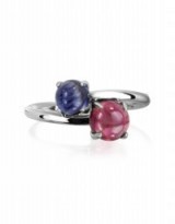MIA & BEVERLY Iolite and Garnet 18K White Gold Ring ~ fine jewellery ~ red & blue stone rings