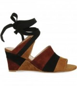 OFFICE Macaroon panelled suede wedges. Wedge sandals | summer shoes | holiday accessories | ankle ties | brown tones