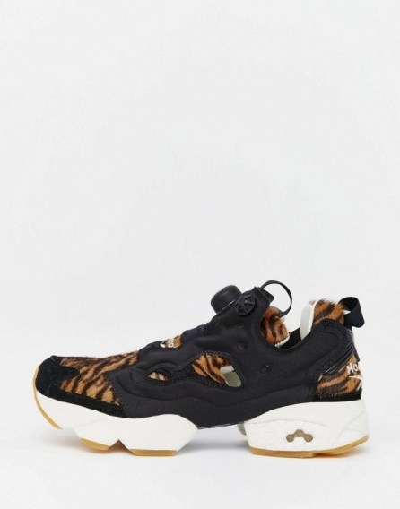 Reebok Instapump Shere Khan Jungle Book Animal Print Trainers. Tiger printed trainer – sports shoes – prints - flipped