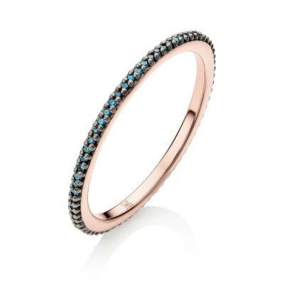 MONICA VINADER SKINNY ETERNITY RING 18ct Rose Gold Plated Vermeil on Sterling Silver. Stacking rings | blue diamonds | diamond jewellery - flipped