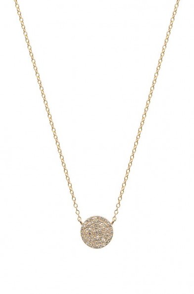 SACHI – DIAMOND DISC STATION NECKLACE 14k gold. Pave diamonds | pendant necklaces | round pendants | modern jewellery - flipped