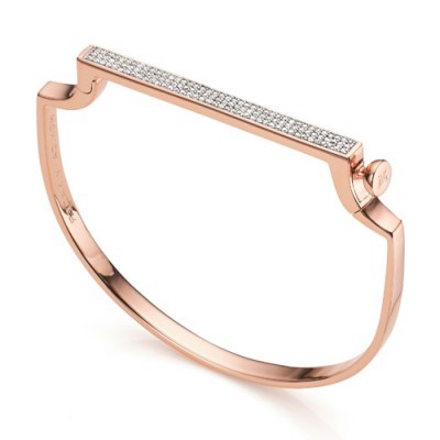 MONICA VINADER SIGNATURE DIAMOND THIN BANGLE 18ct Rose Gold Plated Vermeil on Sterling Silver. Modern style jewellery | chic bangles | diamonds | contemporary bracelets - flipped