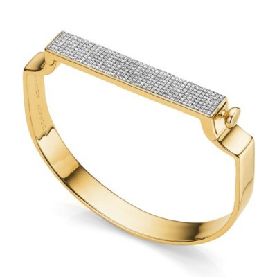 MONICA VINADER SIGNATURE DIAMOND BANGLE 18ct Gold Plated Vermeil on Sterling Silver. Modern style jewellery | diamonds | contemporary bangles | bracelets - flipped