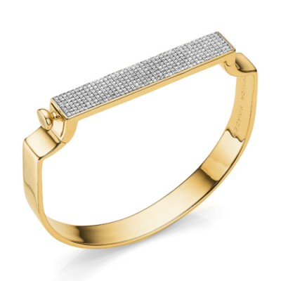 MONICA VINADER SIGNATURE DIAMOND BANGLE 18ct Gold Plated Vermeil on Sterling Silver. Modern style jewellery | diamonds | contemporary bangles | bracelets