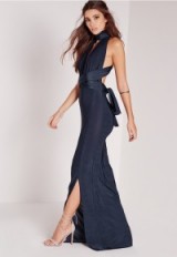 Missguided slinky mutliway maxi dress navy ~ long blue evening dresses ~ occasion wear ~ party fashion