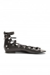 ALE BY ALESSANDRA – STAR STUDDED LACE UP SANDAL in Black. Summer flats | holiday sandals | ankle ties | flat shoes
