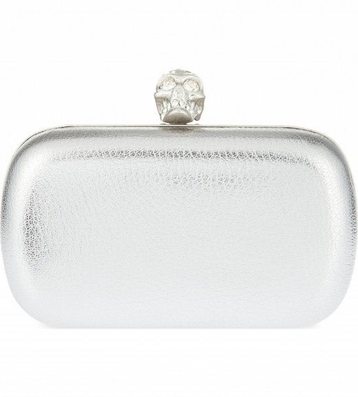 ALEXANDER MCQUEEN Metallic box clutch ~ silver metallics ~ occasion bags ~ designer handbags ~ evening accessories - flipped