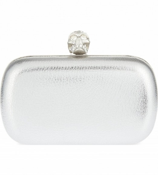 ALEXANDER MCQUEEN Metallic box clutch ~ silver metallics ~ occasion bags ~ designer handbags ~ evening accessories