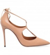 AQUAZZURA Christy leather courts in taupe – luxe looks – luxury footwear – chic high heels – court shoes – designer accessories