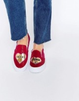 ASOS DELORES Heart Breaker Trainers pink & gold ~ casual flats ~ slip-on flat shoes ~ slip ons ~ hearts