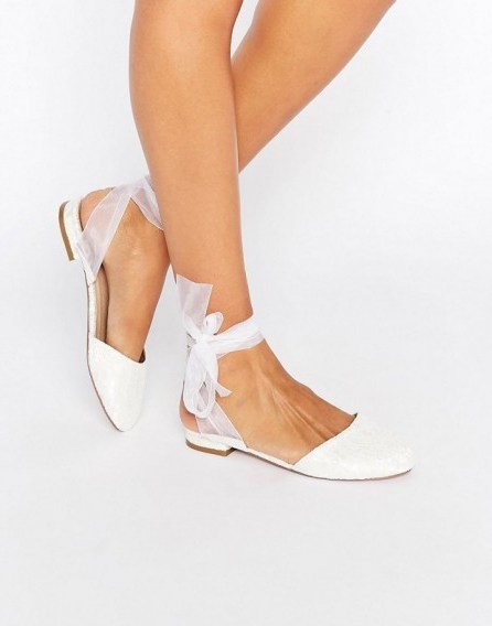 ASOS LAUREL Ballet Flats in ivory. Flat wedding shoes | bridal footwear | chic pumps - flipped