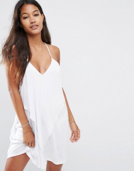 ASOS Layered Drape Jersey Beach Dress – poolside fashion – beachwear – white cover ups – holiday clothing – summer style - flipped