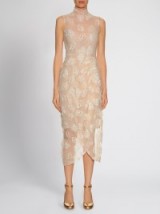 SIMONE ROCHA Bead and tinsel-embellished sleeveless dress ~ semi sheer nude dresses ~ occasion luxe ~ feminine style event wear ~ designer clothing ~ floral embellished