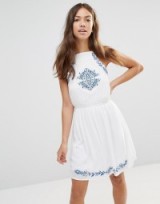 Boohoo Embroidered Sundress – white sundresses – summer dresses – holiday fashion