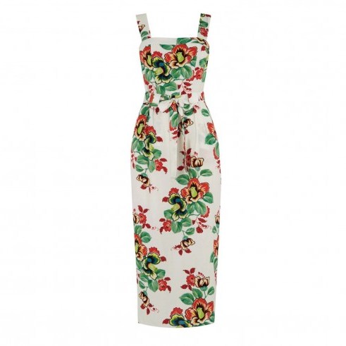 WAREHOUSE – BOTANICAL FLORAL MIDI DRESS ~ summer dresses ~ holiday fashion ~ flower prints - flipped