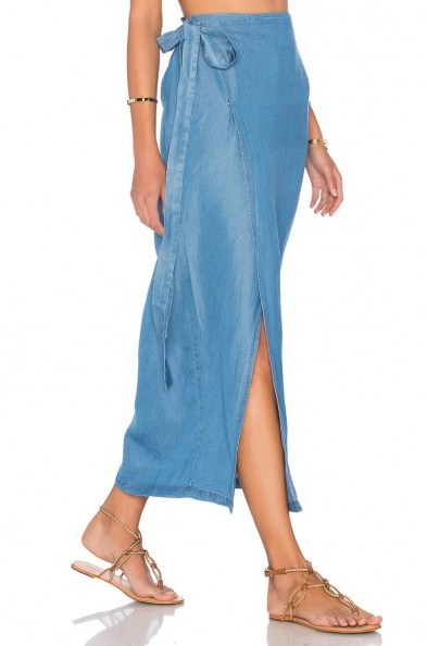 CAPULET – WRAP MAXI SKIRT in washed denim. Long blue skirts | casual summer fashion | holiday clothing - flipped
