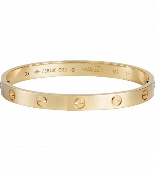 CARTIER Love 18ct yellow-gold bracelet – as worn by Kourtney Kardashian (Kourtney wore 2 of these bracelets) at the Glamour Women of the Year Awards, Berkeley Square Gardens in London on 7 June, 2016. Celebrity jewellery | star style bangles | designer accessories - flipped