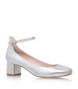 Carvela Kurt Geiger Guess Embellished Pumps silver – metallic Mary Janes – luxe style Mary Jane shoes – jewelled mid block heel – jewel embellished