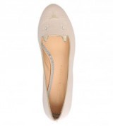 CHARLOTTE OLYMPIA Kitty satin ballerina flats in winter white. Cute flat shoes | designer footwear