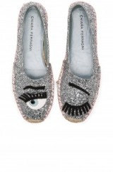 CHIARA FERRAGNI – CONTRAST STITCHING ESPADRILLE in Silver & Pink. Embellished espadrilles | summer flats | holiday footwear | flat shoes