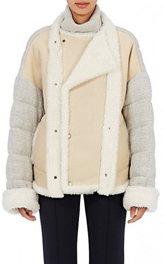 CHLOÉ Jersey-Back Shearling Double-Breasted Coat – in the style of Gigi Hadid (different colour) out in New York City, 20 June 2016. Casual celebrity jackets | designer fashion | star style | luxe outerwear - flipped