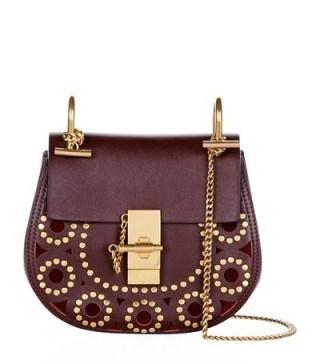 Chloé Mini Drew Stud Circles Shoulder Bag dark purple – chic handbags – luxe bags – luxury designer accessories - flipped