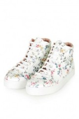 Topshop CINGER Floral High-Top Sneakers ~ flower printed shoes ~ pretty feminine trainers ~ casual fashion