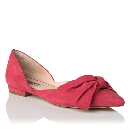 L.K. Bennett Clio Red Suede Flats in cherry ~ chic flat shoes ~ bows ~ elegant style footwear ~ casual chic with skinny jeans