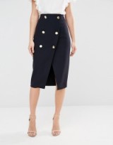 Closet Double Button Wrap Skirt navy ~ smart & sexy skirts ~ stylish fashion ~ chic style