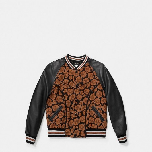 COACH ~ SHRUNKEN wild beast jacket. Leather bomber jackets | animal print | baseball style | designer outerwear - flipped