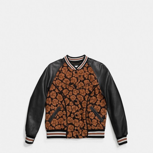 COACH ~ SHRUNKEN wild beast jacket. Leather bomber jackets | animal print | baseball style | designer outerwear