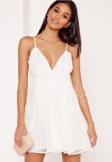 MISSGUIDED crochet lace cami skater dress white – summer party dresses – feminine style – going out fashion – evening wear